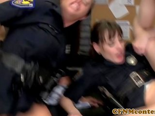 CFNM femdoms facialized in uniform shortly 1 hour after anal