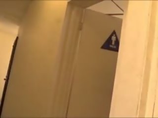 Ebony strumpet Adriana Malao lascivious 3some In Mens Toilet Room