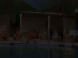 Six Naked Girls By The Pool From Europe